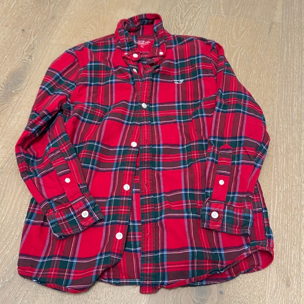 Vineyard vines plaid flannel button down boys size small